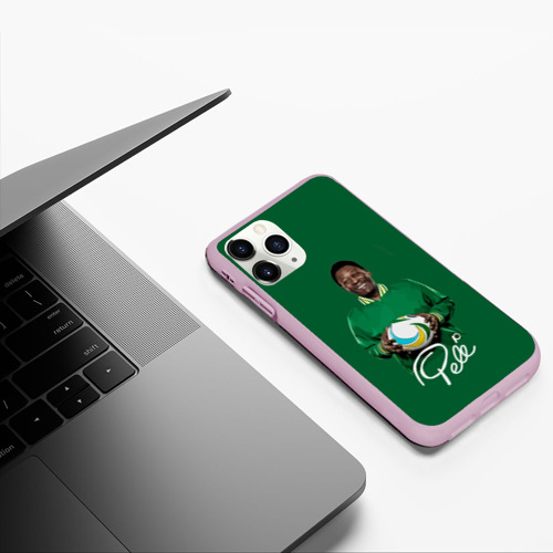 Чехол для iPhone 11 Pro матовый Пеле Pele легенда футбола, цвет розовый - фото 5