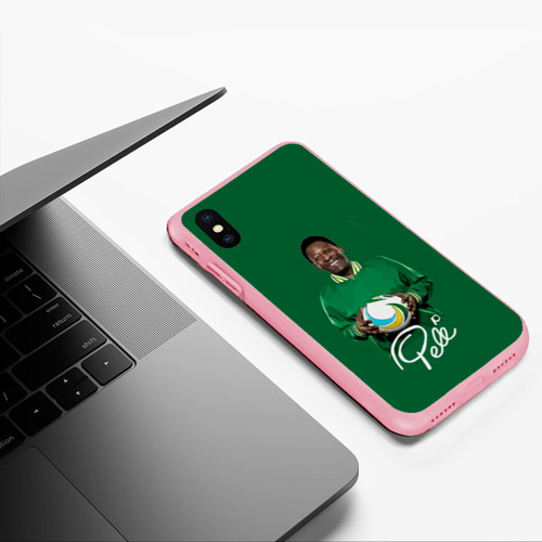 Чехол для iPhone XS Max матовый Пеле Pele легенда футбола, цвет баблгам - фото 5