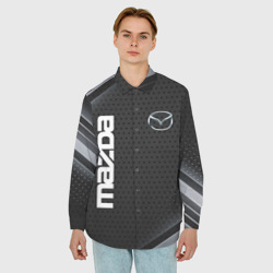 Мужская рубашка oversize 3D Mazda карбон - фото 2