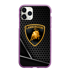 Чехол для iPhone 11 Pro Max матовый Lamborghini Соты карбон