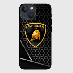 Чехол для iPhone 13 mini Lamborghini Соты карбон