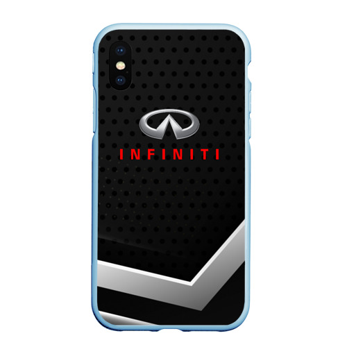 Чехол для iPhone XS Max матовый Infiniti карбон, цвет голубой