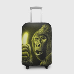 Чехол для чемодана 3D Горилла с неоновым бананом - рисунок карандашом