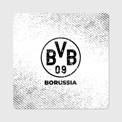 Магнит виниловый Квадрат Borussia с потертостями на светлом фоне