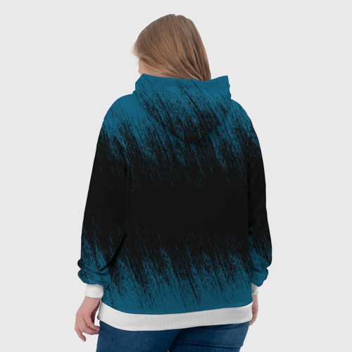 Женская толстовка 3D Синие штрихи на черном, цвет 3D печать - фото 7