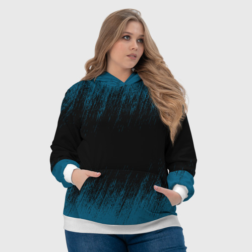 Женская толстовка 3D Синие штрихи на черном, цвет 3D печать - фото 6