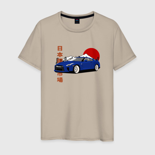 Мужская футболка хлопок Nissan Gt-r r35 JDM Retro Design, цвет миндальный