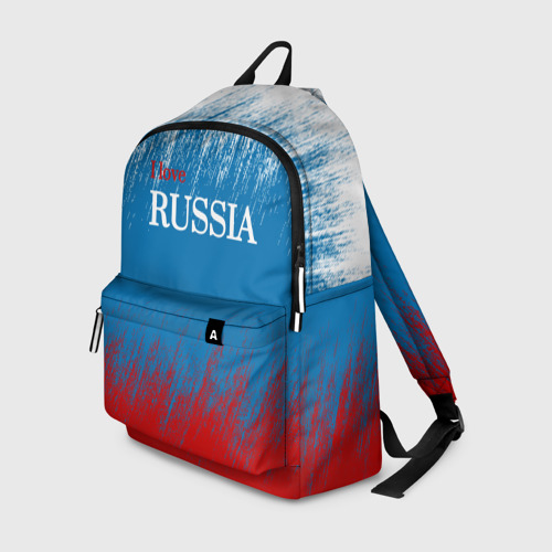 Рюкзак 3D с принтом Российский триколор - Я люблю Россию, вид спереди #2