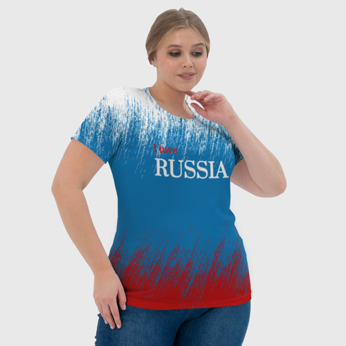 Женская футболка 3D с принтом Российский триколор - Я люблю Россию, фото #4