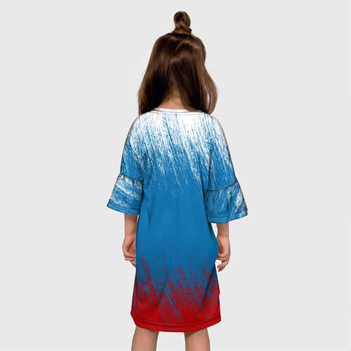 Детское платье 3D с принтом Российский триколор - Я люблю Россию, вид сзади #2
