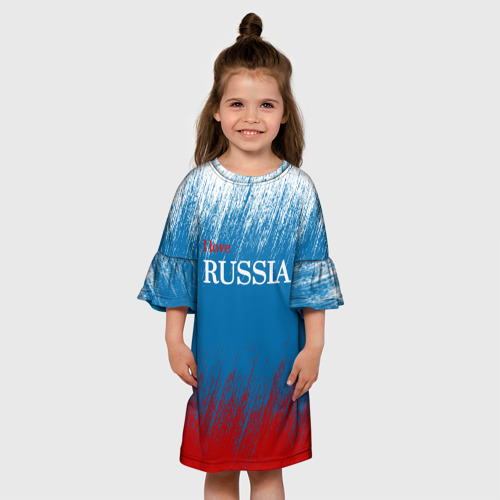 Детское платье 3D с принтом Российский триколор - Я люблю Россию, вид сбоку #3