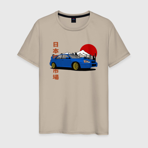 Мужская футболка хлопок Subaru Impreza 2 WRX Sti JDM Lover, цвет миндальный