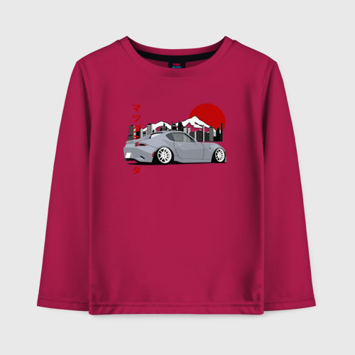 Детский лонгслив хлопок Mazda Miata ND MX-5 Back View Retro JDM, цвет маджента