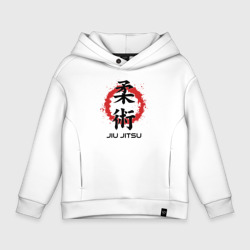 Детское худи Oversize хлопок Jiu jitsu red splashes logo