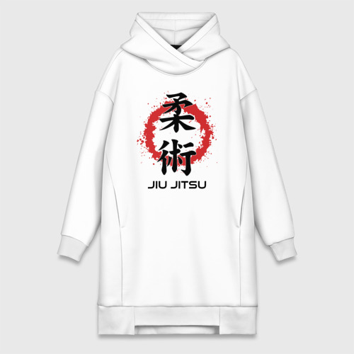 Платье-худи хлопок Jiu jitsu red splashes logo, цвет белый