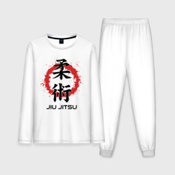 Мужская пижама с лонгсливом хлопок Jiu jitsu red splashes logo