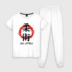 Женская пижама хлопок Jiu jitsu red splashes logo