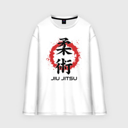 Женский лонгслив oversize хлопок Jiu jitsu red splashes logo