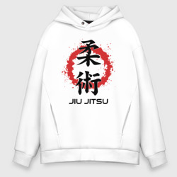 Мужское худи Oversize хлопок Jiu jitsu red splashes logo