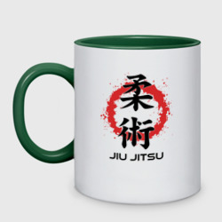 Кружка двухцветная Jiu jitsu red splashes logo