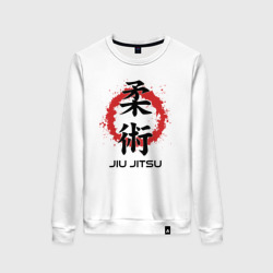 Женский свитшот хлопок Jiu jitsu red splashes logo