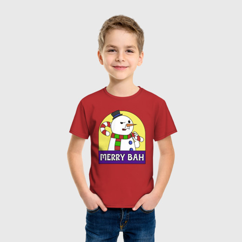 Детская футболка хлопок с принтом Merry Bah, фото на моделе #1