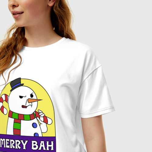 Женская футболка хлопок Oversize с принтом Merry Bah, фото на моделе #1