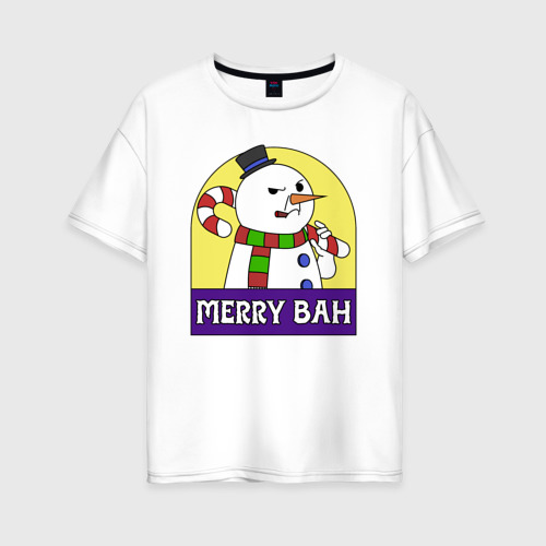 Женская футболка хлопок Oversize с принтом Merry Bah, вид спереди #2