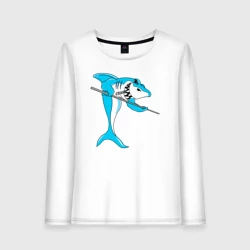 Женский лонгслив хлопок Акула играет в бильярд