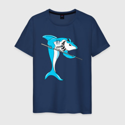 Мужская футболка хлопок Акула играет в бильярд
