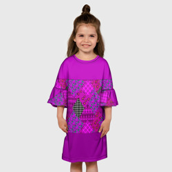 Детское платье 3D Малиновый комбинированный узор пэчворк  - фото 2