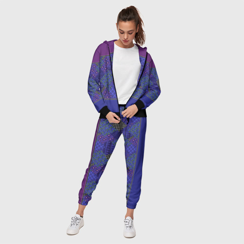 Женский костюм 3D Combined burgundy-blue pattern with patchwork, цвет черный - фото 3