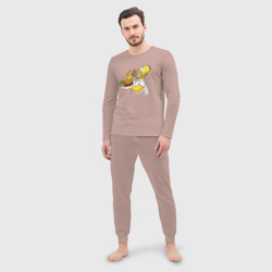 Мужская пижама с лонгсливом хлопок Гомер Симпсон набил рот картофелем фри - фото 2