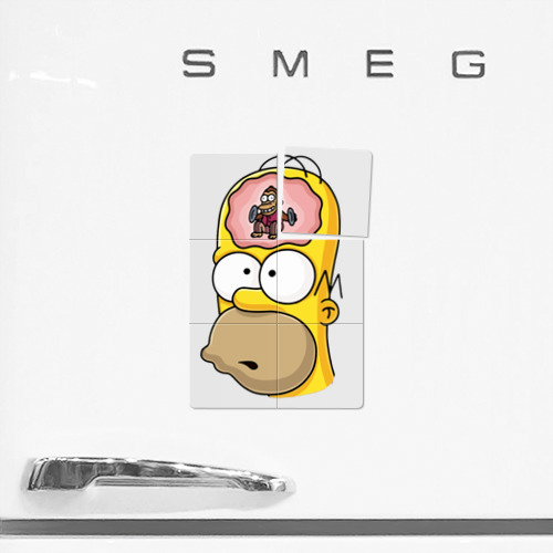 Магнитный плакат 2Х3 Мартышка бьёт в тарелки в голове Гомера Симпсона - фото 2