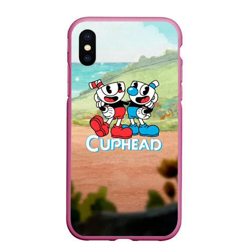 Чехол для iPhone XS Max матовый Cuphead природа, цвет малиновый