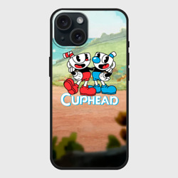 Чехол силиконовый для Apple iPhone 15 матовый Cuphead природа