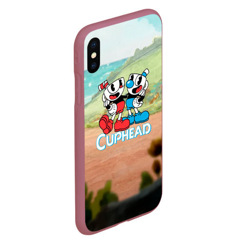 Чехол для iPhone XS Max матовый Cuphead природа, цвет малиновый - фото 3