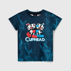 Детская футболка 3D Cuphead синий огонь