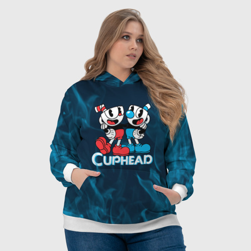 Женская толстовка 3D Cuphead синий огонь, цвет 3D печать - фото 6