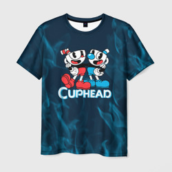 Мужская футболка 3D Cuphead синий огонь