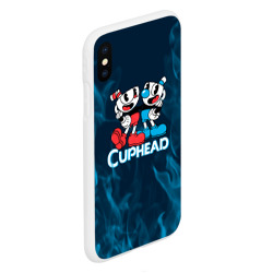 Чехол для iPhone XS Max матовый Cuphead синий огонь - фото 2