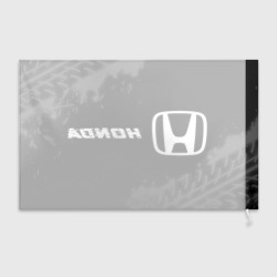 Флаг 3D Honda Speed на темном фоне со следами шин: надпись и символ - фото 2