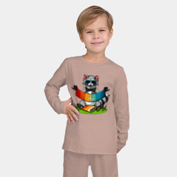 Детская пижама с лонгсливом хлопок Хиппи енот - фото 2