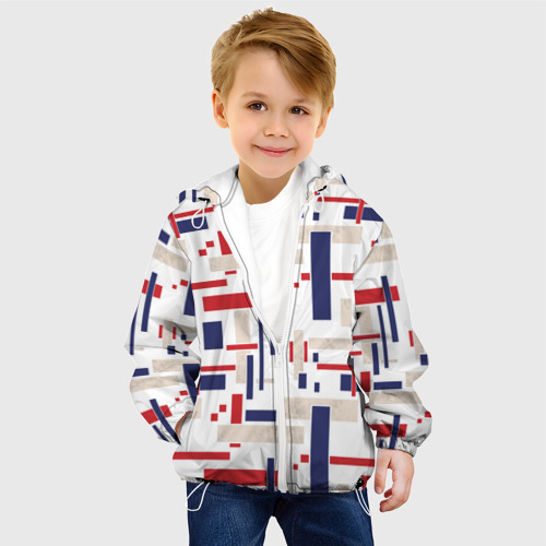 Детская куртка 3D Геометрический узор Орион красно-синий на белом, цвет белый - фото 3