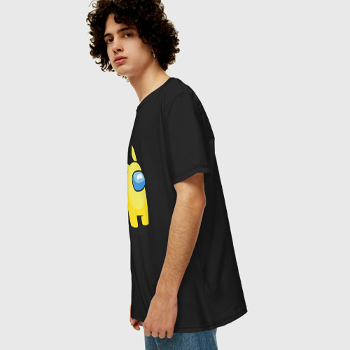 Мужская футболка хлопок Oversize Pika Among, цвет черный - фото 5