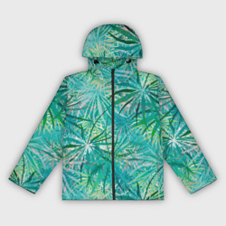 Тропические листья на зеленом фоне – Женская ветровка 3D с принтом купить