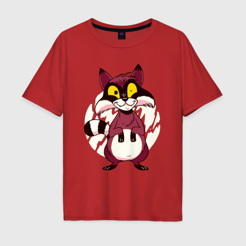 Мужская футболка хлопок Oversize с принтом Безумный енот, вид спереди #2