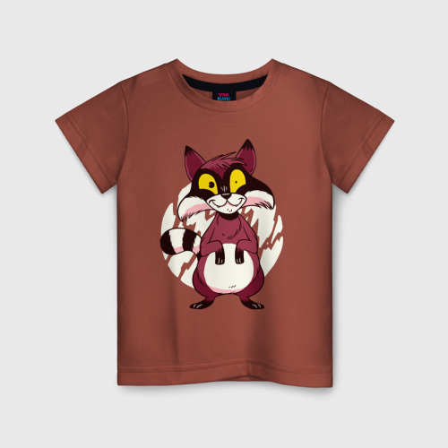 Детская футболка хлопок с принтом Безумный енот, вид спереди #2