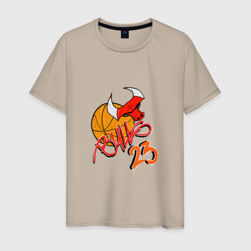 Мужская футболка хлопок 23 Bulls, цвет миндальный