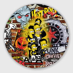 Круглый коврик для мышки Simpson's & Punk's not dead! Motto!